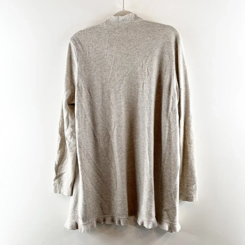 Vineyard Vines Light Beige Open-Front Ruffled Cardigan - Picture 6 of 8